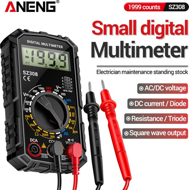 ANENG SZ308 Digital-Multimeter Tester für AC/DC Spannung, DC Strom, Widerstand und Diode in Rot - Bild 1