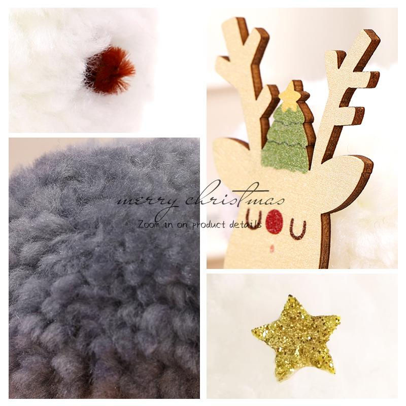 Binchi Keji Travel Weihnachtsdekoration Elch und Rehkitz aus Plüsch und Holz in Weiß - Bild 4