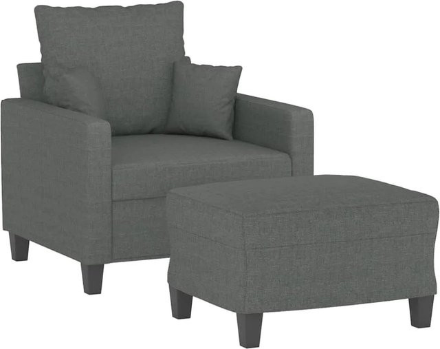 vidaXL Sessel mit Hocker Dunkelgrau aus Stoff und Metall im modernen Design - Bild 1