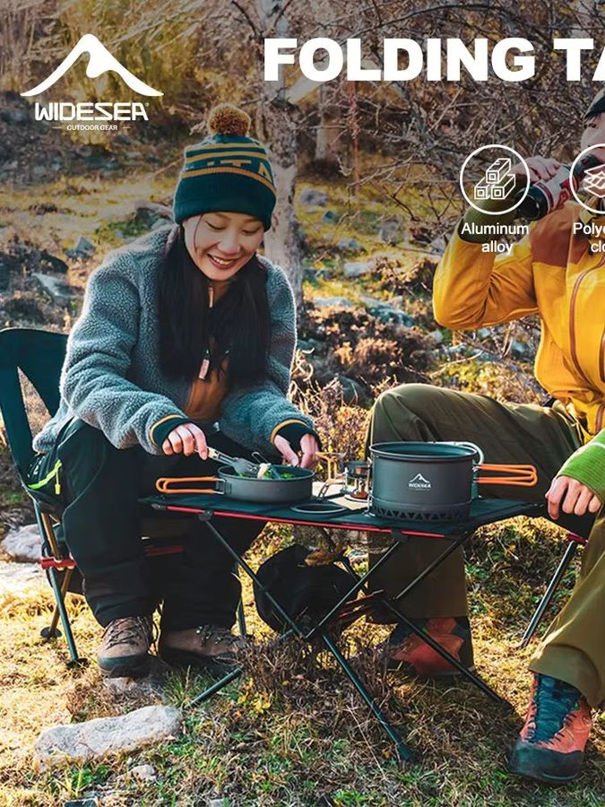 WIDESEA Tragbarer Campingtisch aus Aluminiumlegierung mit Getränkehaltern und Netztasche für Outdoor und Picknick - Bild 4