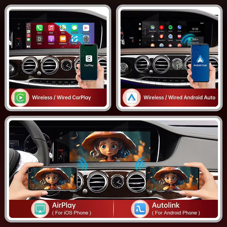 RoadTop Kabelloses CarPlay und Android Auto Interface für Mercedes Benz S-Klasse W222 (2014-2018) mit Mirror Link und AirPlay in Schwarz - Bild 3