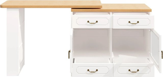 Merax Ausziehbarer Bartisch mit Stauraum und LED, 360 Grad drehbar, Weiß, B: 135-203 cm, T: 39 cm, H: 92,8 cm - Bild 1
