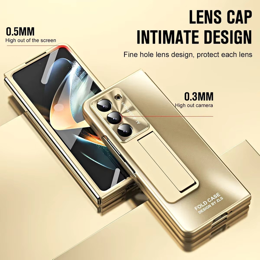 Stoßfeste Ständerabdeckung mit Beschichtungsscharnier und mattem Full Screen Protector für Samsung Galaxy Z Fold 6 5 4 3 5G in Gold - Bild 4