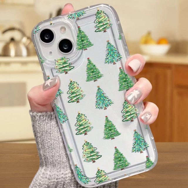 Transparente TPU Handyhülle mit grünem Weihnachtsbaum-Muster für iPhone Modelle - Bild 1