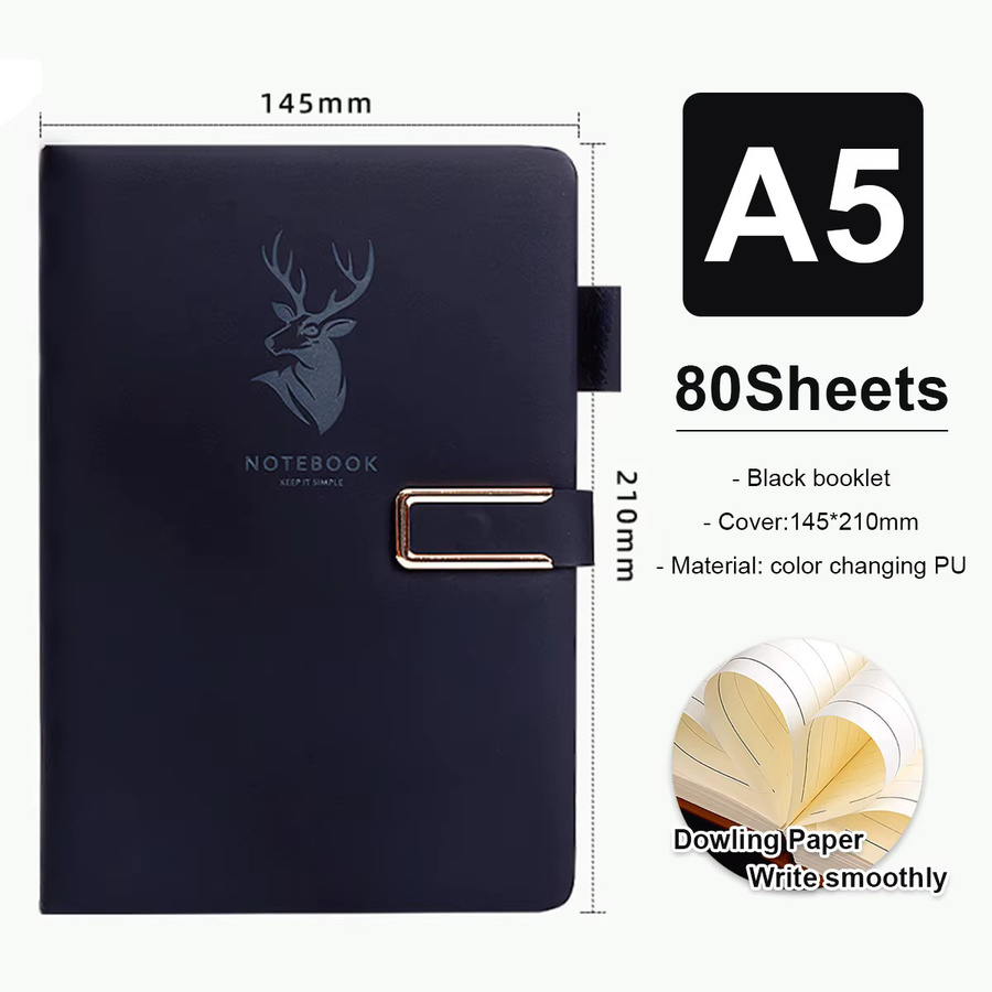 Anowee A5 Notebook aus PU Leder mit Hardcover und Schnalle, Grau, Liniert - Bild 5