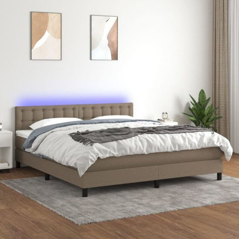 Vidaxl Boxspringbett mit Matratze in Taupe meliert und Weiß, Stoff, B/T/H: 160 x 200 x 78 cm - Bild 1