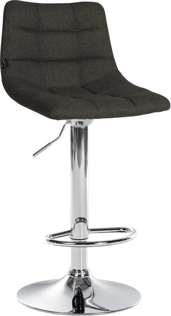 DELUKE Barhocker DUBAI Dunkelgrau Stoff und Kunstleder mit Lehne und Chromgestell, B/T/H: 43,0 x 46,5 x 108,5 cm - Bild 1
