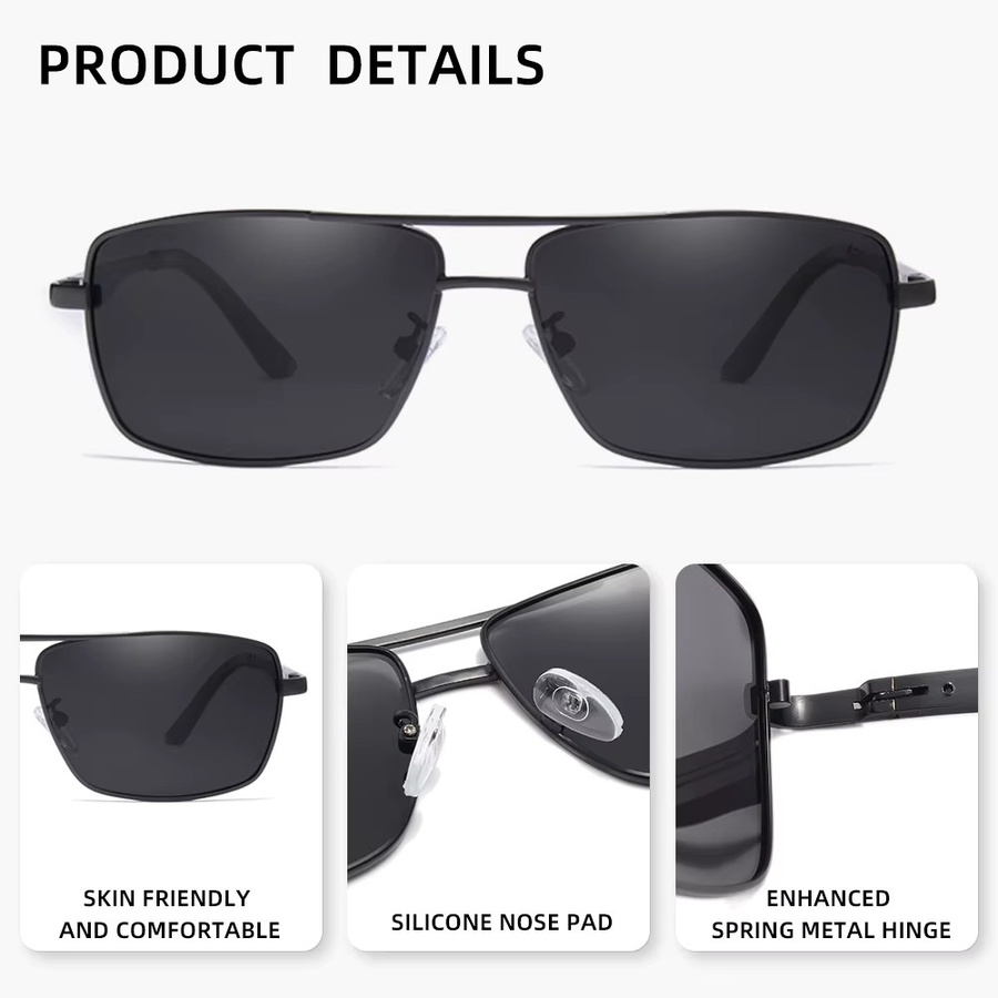 KINGSEVEN Sonnenbrille, rechteckiger Rahmen, Vollrand, Metall, Unisex - Bild 2
