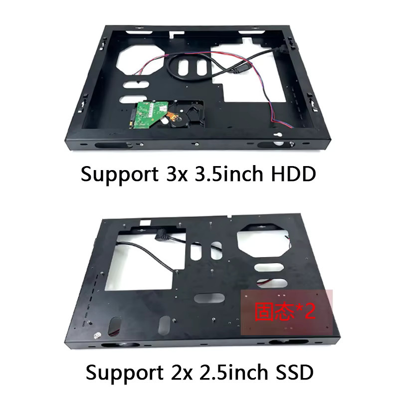Heltboks Wandmontiertes PC-Gehäuse Offenes horizontales Computergehäuse für ATX und MATX Motherboard in Schwarz - Bild 4