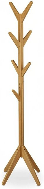 Relaxdays Garderobenständer aus Bambus in Natur mit minimalistischem Baum Design, H: 181,5 cm, B: 53 cm, T: 53 cm - Bild 1