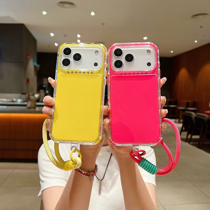 Sturzsichere TPU-Handyhülle mit Handschlaufe für Apple iPhone 11 bis 17 Pro Max in Candy-Farben (Mehrfarbig/Rot) - Bild 2