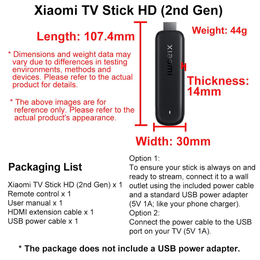 Xiaomi TV Stick HD 2. Generation Streaming-Media-Player mit Google TV, Dual-Band WLAN und Bluetooth-Sprachfernbedienung, Schwarz - Bild 4
