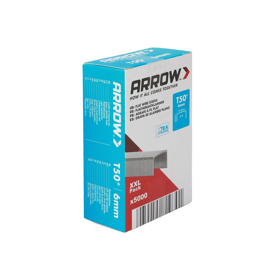 Arrow Klammer T50 Flat Wire in Silber/Grau, Länge: 6 mm, 5.000 Stück - Bild 2