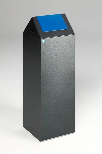 PROREGAL Selbstlöschender Wertstoffsammler Spitz mit Einwurfklappe aus verzinktem Stahl, Grau Blau Silber, H x B x T: 104,5 x 32 x 32 cm - Bild 1