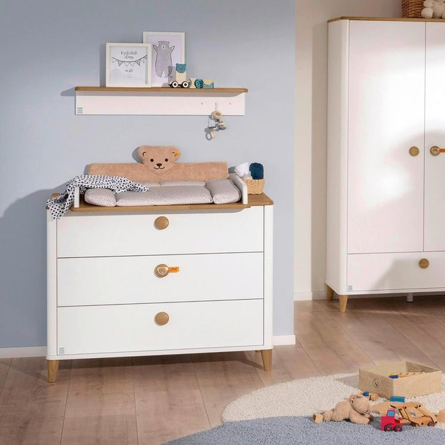 Paidi Wandregal Lotte & Fynn für das Kinderzimmer in Weiß und Eiche, B/T/H: 96,4 x 20,0 x 16,0 cm - Bild 1