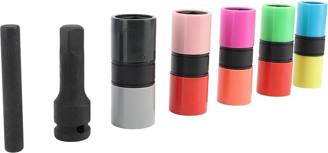 7-teiliges Radmutter-Steckschlüssel-Set von Fishine aus CrMo-Stahl in Schwarz und Bunt, 6-Punkt Doppelseitige Schlagschrauber-Steckschlüssel mit Schutz - Bild 1