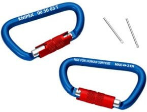 Knipex Materialkarabiner aus Aluminium in Blau, 2 Stück, B/H: 48 x 12 mm - Bild 1
