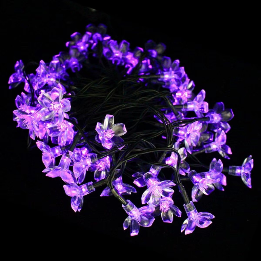 Peach Forest Solarbetriebene LED Lichterkette Kirschblüte in Lila mit 8 Beleuchtungsmodi und Wasserdichtigkeit für den Außenbereich - Bild 2