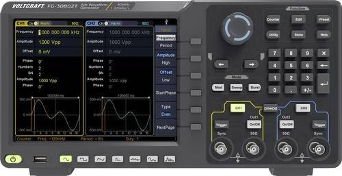 VOLTCRAFT FG-30802T Funktionsgenerator netzbetrieben, 2-Kanal Arbiträr, 1 µHz - 80MHz, Schwarz - Bild 1