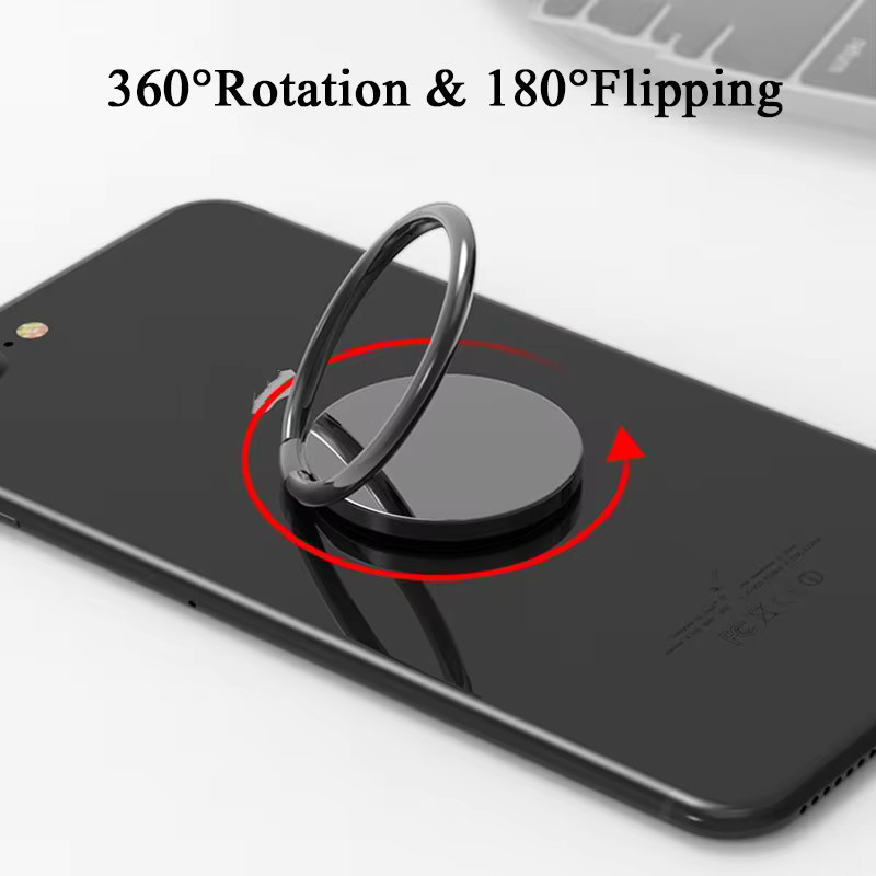 WSSHE Magnetischer Smartphone Halter mit 360 Grad Drehbarkeit und Metall Fingerring in Schwarz - Bild 2