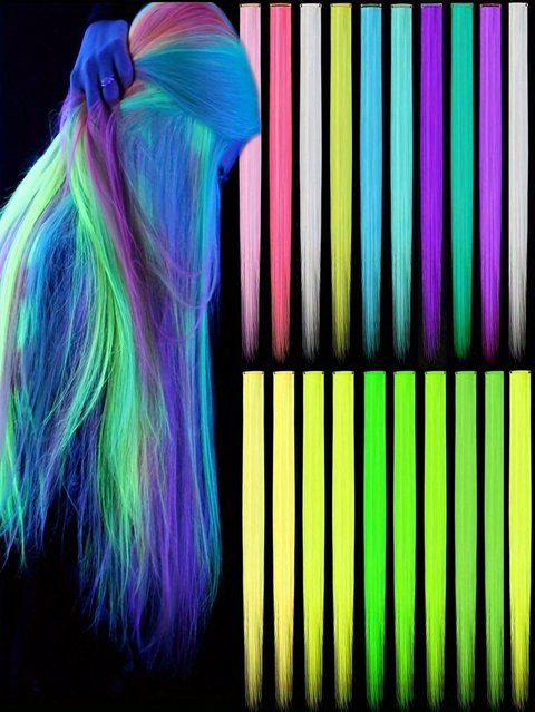 EZ&AS Clip-in-Kunsthaarverlängerungen, 50,8 cm, gemischte Farben, fluoreszierend - Bild 1