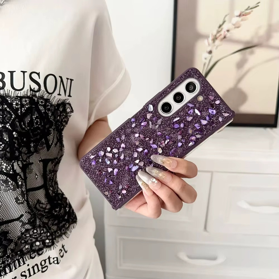 Glitzernde und stoßfeste Handyhülle aus TPU für Samsung Galaxy Z Fold 7, 6, 5, 4, 3 in Purple inklusive Schutzfolie - Bild 3