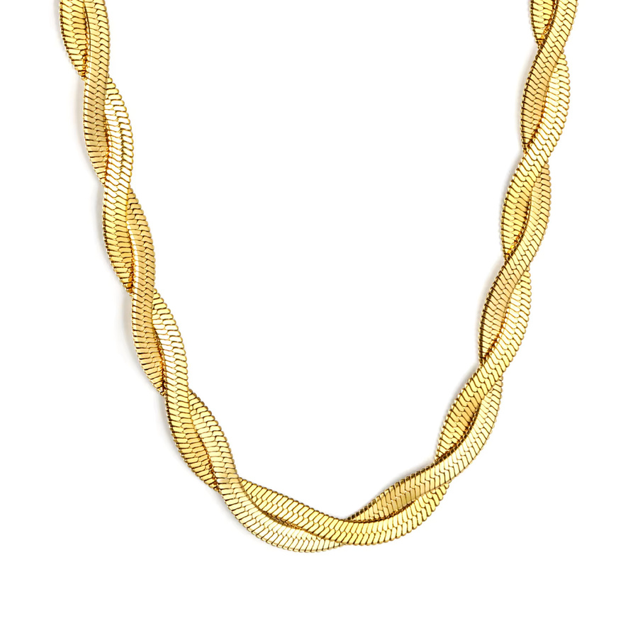 LUXUSTEEL Halskette Kreuz Gedrehte Seilkette, Edelstahl, Gold, Kinder - Bild 1