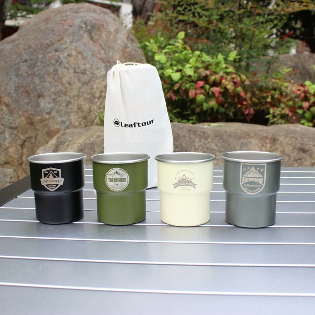 Leaftour Campingbecher Set aus Edelstahl 304, 4 Stück, mehrfarbig, 300 ml pro Becher - Bild 1