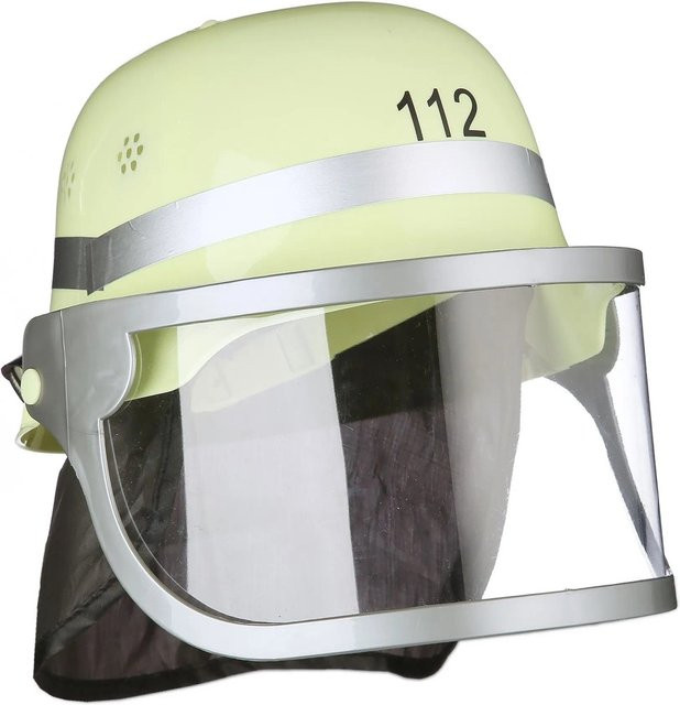 Relaxdays Feuerwehr Helm Kunststoff Gelb Schwarz mit Blaulicht - Bild 1