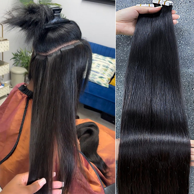 xbeauty Tape-in-Haarverlängerungen, Echthaar, glatt, 20 Stück, Damen - Bild 1