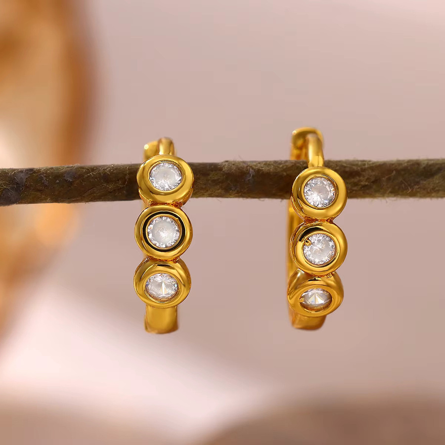 ETCAVCE Clip-Ohrringe Edelstahl, Zirkonia, Damen, Gold - Bild 3
