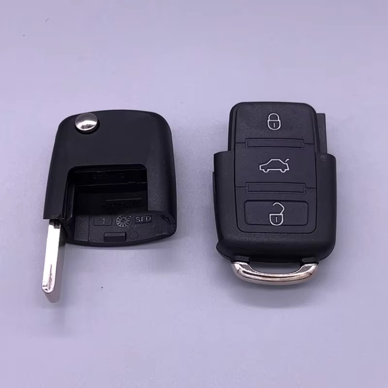 VW 3-Tasten-Rohling-Autoschlüssel mit Fernbedienung in Schwarz für Käfer, Caddy, Eos, Golf, Jetta, Polo, Scirocco, Tiguan, Touran und UP - Bild 2