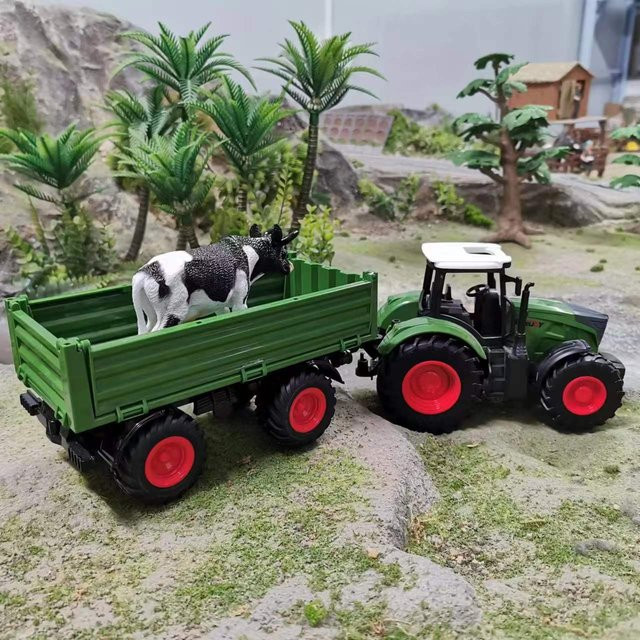 Bauernhof-Traktor-Spielzeuge mit Anhänger und Tierfiguren, 16,5 Zoll, ab 14 Jahren - Bild 1
