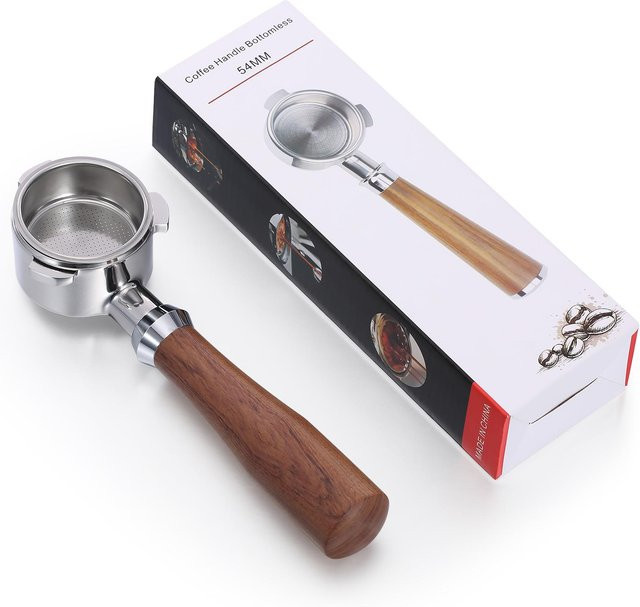 Aoresac Espresso-Siebträger ohne Boden, 3-Ohr-Kaffeefilterhalter, Silber, 54 mm - Bild 1