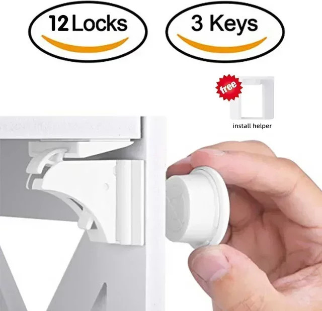 DHDH Magnetisches Kinderschloss in Weiß zur Sicherung von Schränken und Schubladen - Bild 1