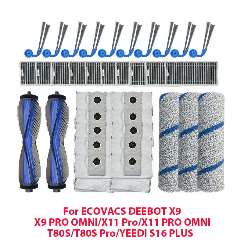 Ecovacs Deebot Zubehör-Set mit Hauptbürste, Seitenbürste, Filter, Wischmopp und Staubbeutel für X9, X9Pro Omni, X11Pro, X11Pro Omni, T80S, T80S Pro und Yeedi S16 Plus - Bild 3