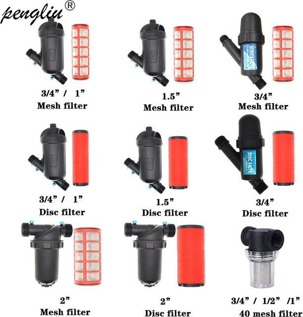 Pengliu Gartenbewässerungsnetz Filter in Schwarz für Tropfbewässerung und Sprüher mit 3/4 Zoll Anschluss - Bild 1