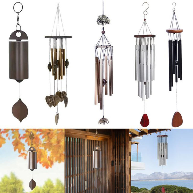 VKTECH Windspiel aus Metall in Kupfer und Gold im Vintage-Stil mit tiefem Klang für Garten und Terrasse - Bild 1