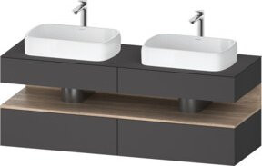Duravit Waschtischunterschrank Qatego in Grau, wandhängend mit LED-Beleuchtung und Schubladen, B/T/H: 160 x 55 x 60 cm - Bild 1