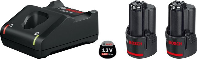 Bosch Professional Akku-Starterset mit 2x 12 V 3,0 Ah Li-Ion Akkus und GAL 12V-40 Ladegerät in Schwarz - Bild 1