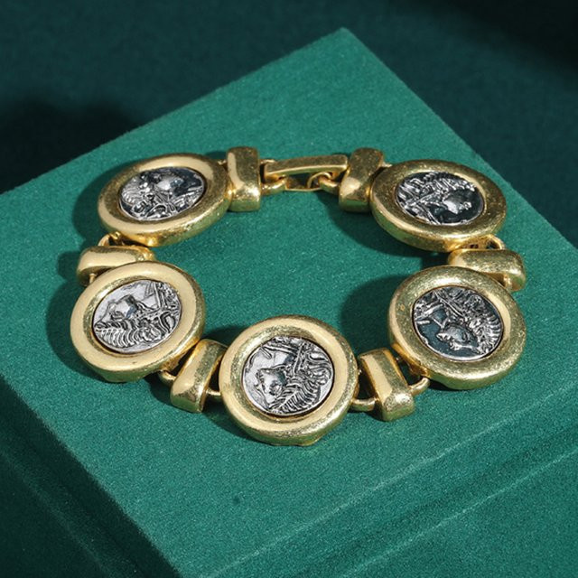 Icareu Porträt-Armband, Messing, Gold, Damen, Vintage - Bild 1