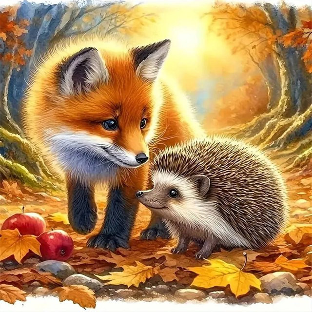 YUTTEE Diamant Malerei Fuchs Tier, Mosaik Stickerei, bunt, round - Bild 1