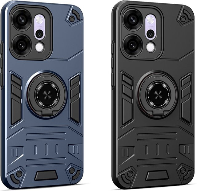 Stoßfeste Schutzhülle mit Ring-Ständer für OPPO Reno 14 Pro, 14F 5G und 14 in Schwarz - Bild 1