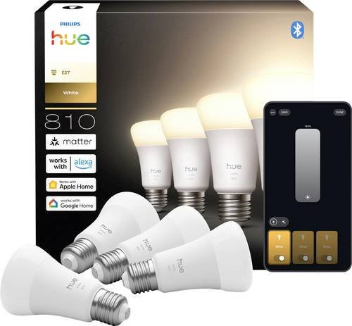 Philips Hue LED-Leuchtmittel A60 White E27 Warmweiß 4er-Pack dimmbar - Bild 1