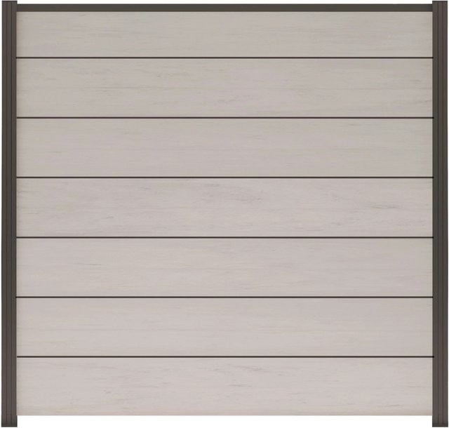 GartenLand WPC Sichtschutz Steckzaun XL Ameland Exclusive Sand Multicolor mit Zwischenleisten und Abschlussleiste Anthrazit, B/H: 180 x 180 cm - Bild 1