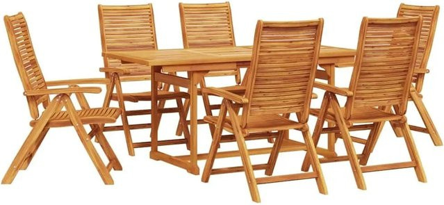vidaXL Garten Essgruppe aus Akazien-Massivholz in Braun, 7-teiliges Set für Terrasse und Garten - Bild 1