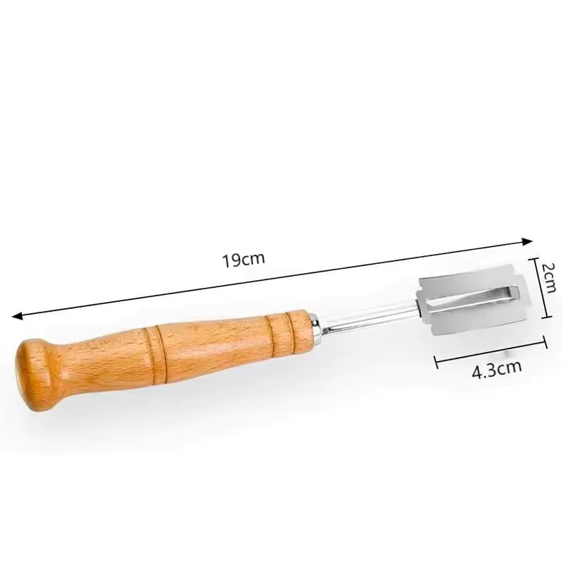 SHIBO Brot-Lame-Set aus Edelstahl mit 5 Ersatzklingen und Holzgriff in Silber - Bild 3