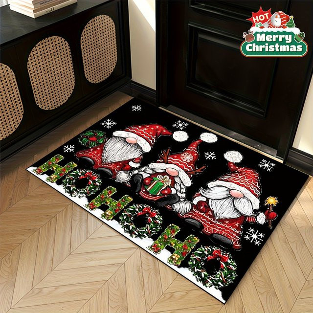 VIKAMA Weihnachtsteppich mit Weihnachtsmann-Motiv, dekorative Fußmatte für Wohnzimmer, Küche oder Eingangsbereich, mehrfarbig, B/T: 60 x 40 cm - Bild 1