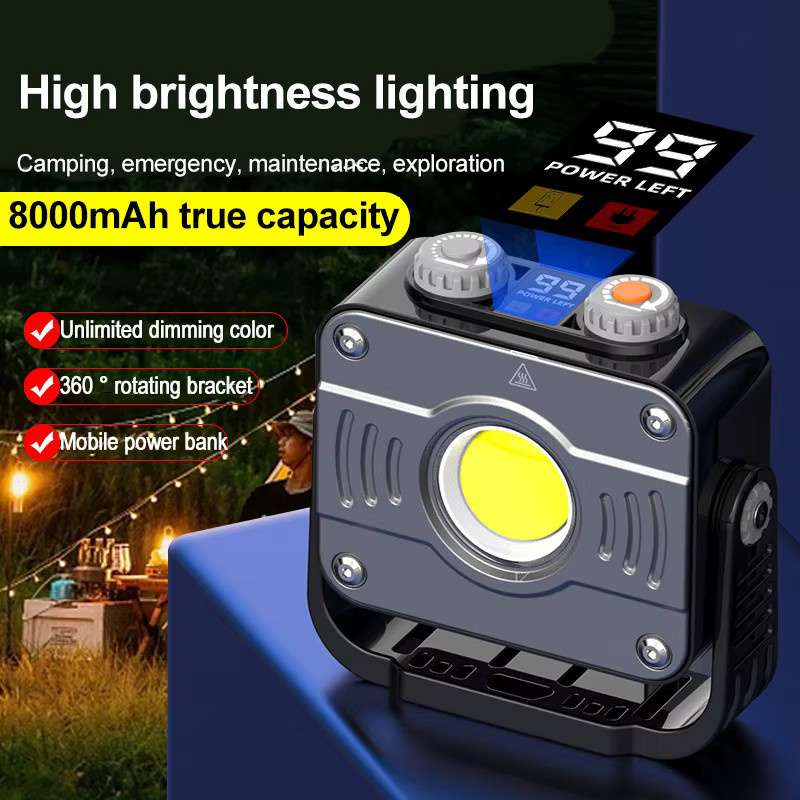 ESMARTER LED COB Flutlicht Laterne mit 8000 mAh Akku, wiederaufladbare Camping Lampe in Schwarz mit stufenloser Dimmung und Notfallfunktion - Bild 5