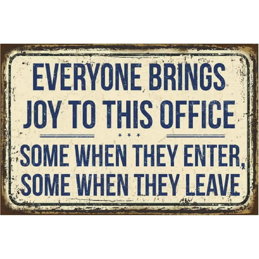 CIFBUY Vintage Büro-Blechschild Jeder bringt Freude in dieses Büro Metallposter Wanddekoration Mehrfarbig B: 30 cm, H: 20 cm - Bild 2
